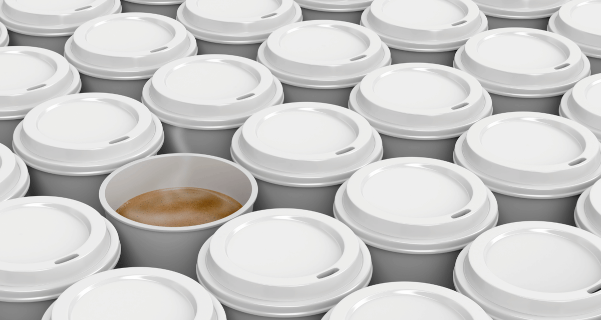 rows of disposable coffee cups